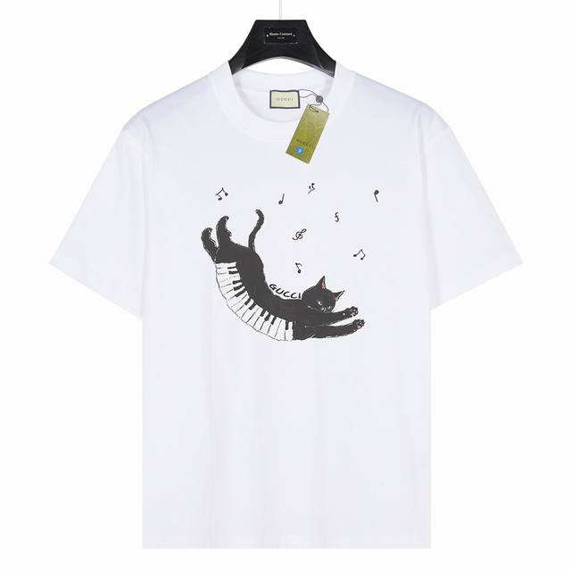 Gucci Piano Keyboard Cat Style No.: Gg06 White 240g heavyweight small drop shoul