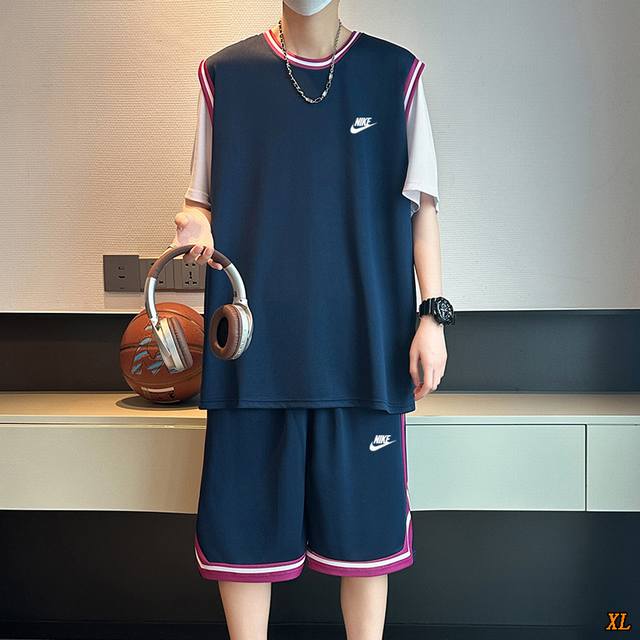 Nike exclusive real shot of the new summer high-quality sports suit fake two-pie