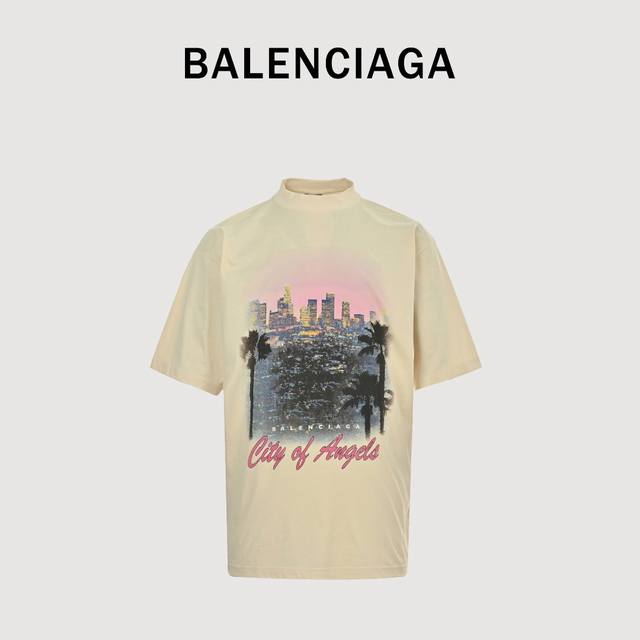 Balenciaga 24Ss Los Angeles night scene printed short sleeves Made of G M2 high-