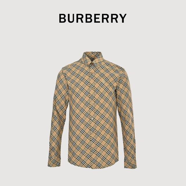 Burberry 25Ss Shield Embroidered Check Shirt Made from Italian worsted washed co