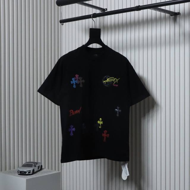 Chrome Hearts Chrome Hearts painted cross short-sleeved T-shirt Direct-injection