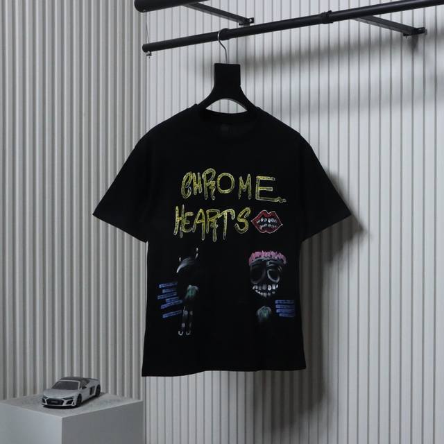 Chrome Hearts Ch graffiti cartoon short-sleeved T-shirt uses direct injection im