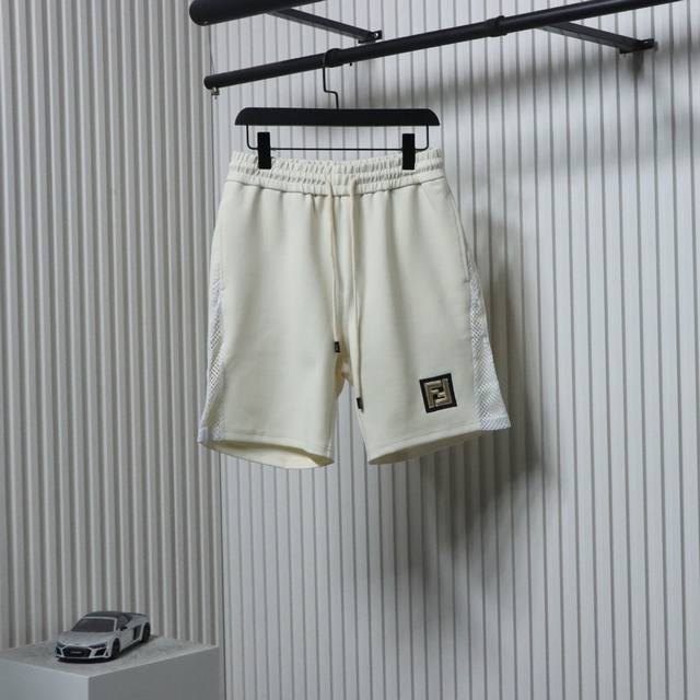 Fendi 25Ss Gold Label Double Flogo Embroidered Side Open Mesh Shorts Custom fabr