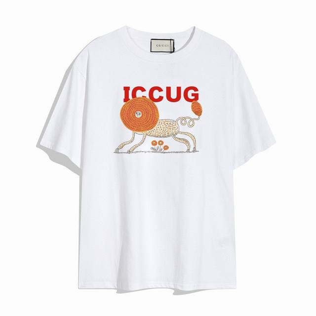 Gucci's new lion short-sleeved T-shirt, the design looks full of high street sty