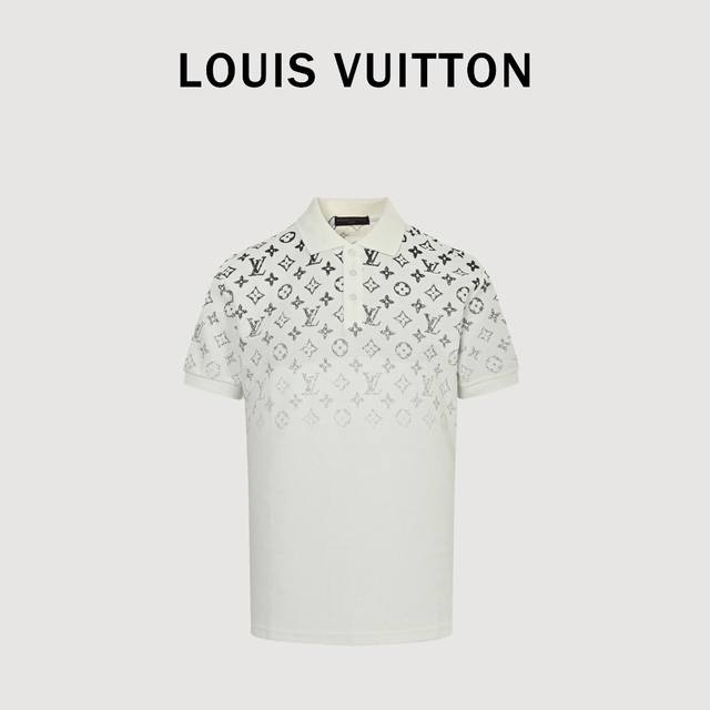 Louisvuitton short-sleeved Polo shirt with gradient monogram print Custom-made i