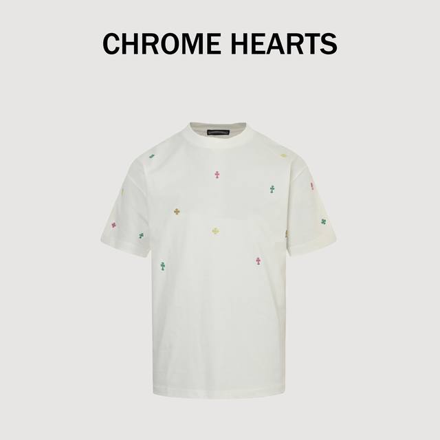 Chrome Hearts 25Ss colorful rivet cross inlaid short-sleeved T-shirt Luxury dark