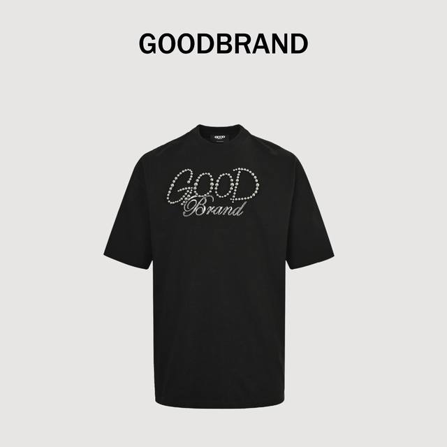 Goodbrand solid color pearl logo light luxury fashion high-end short-sleeved T-s
