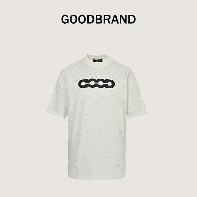 Goodbrand Ss25 Scattered Pearl Print Logo Short Sleeve T-shirt Unisex 350g fabri