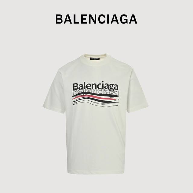 Balenciaga 25Ss Double-image Multi-Logo Foam Print Short-sleeved T-shirt Purchas