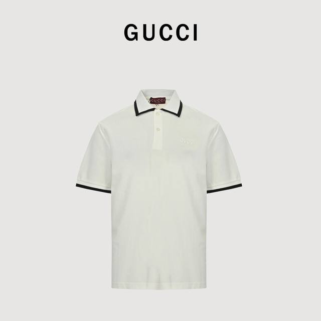 Gucci 25Ss collar with letter patch embroidery short-sleeved Polo shirt uses cus