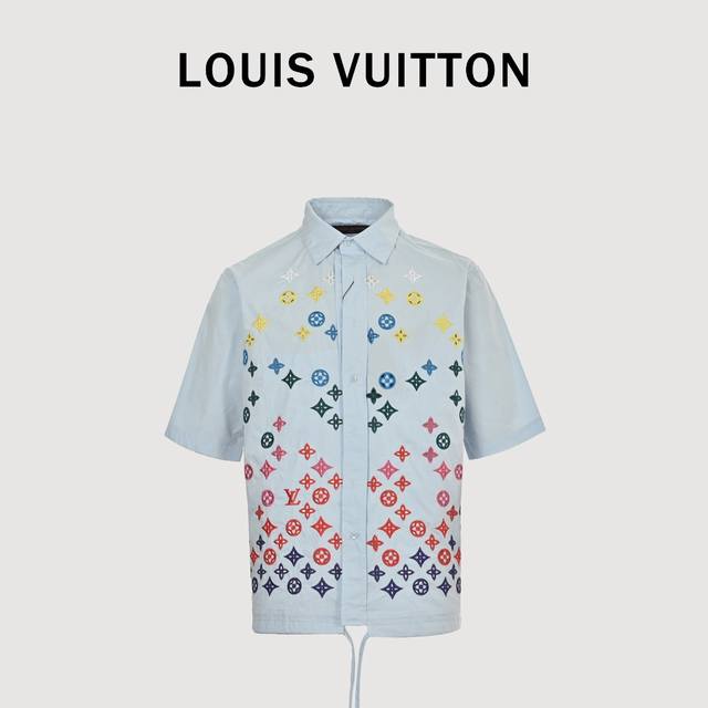 Louis Vuitton 25Ss Monogram Embroidery Hollow Short Sleeve Shirt Lv's new short