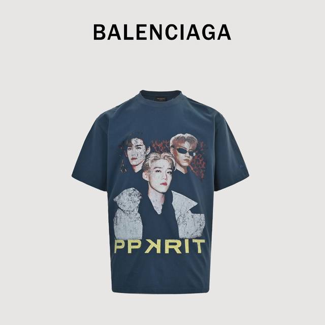Balenciaga Blcg co-branded Ppkritt celebrity portrait short-sleeved T-shirt Cust