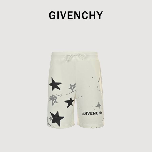 Givenchy 25Ss star print shorts are made of 380G pure cotton terry fabric, which