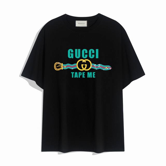 Gucci new belt letter short-sleeved T-shirt, simple design looks very generous!
