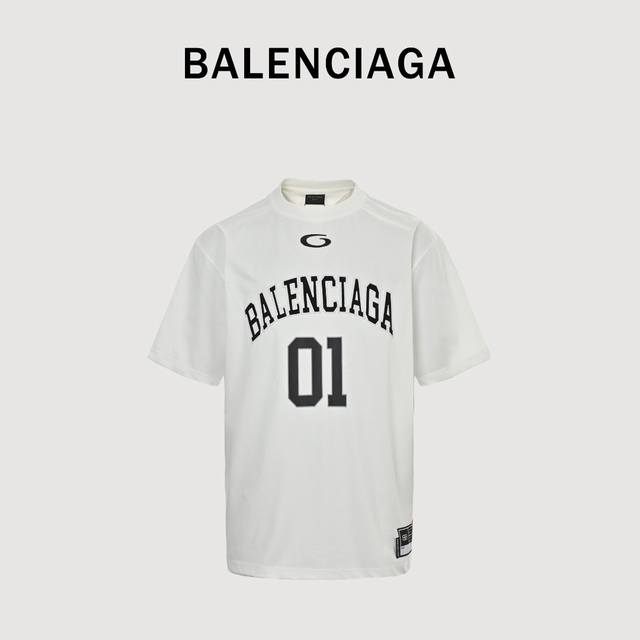 Balenciaga 25Ss 01 Jersey Ring Series Embroidered Short Sleeve T-shirt Using imp