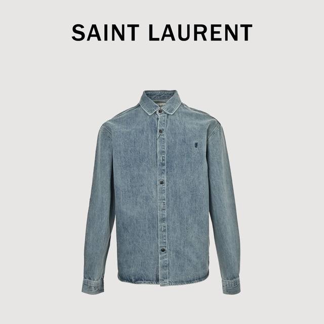 Saint Laurent 25Ss embroidered logo denim shirt jacket Size: S-Xl