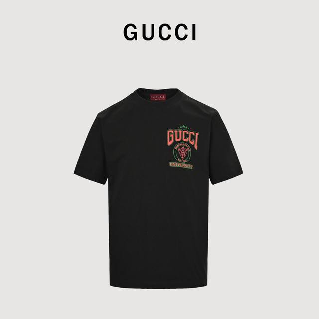 Gucci 25Ss short-sleeved shirt with letter badge print on the chest Made of % hi