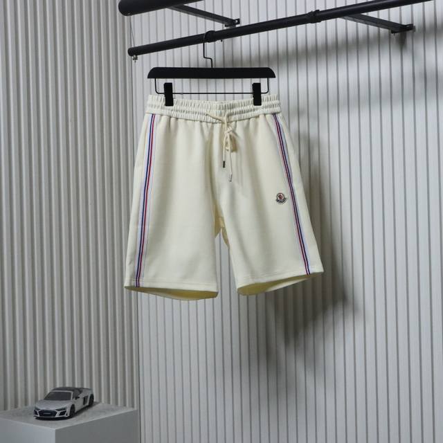 Moncler 25Ss logo embroidered red, blue and white striped ribbon patchwork short