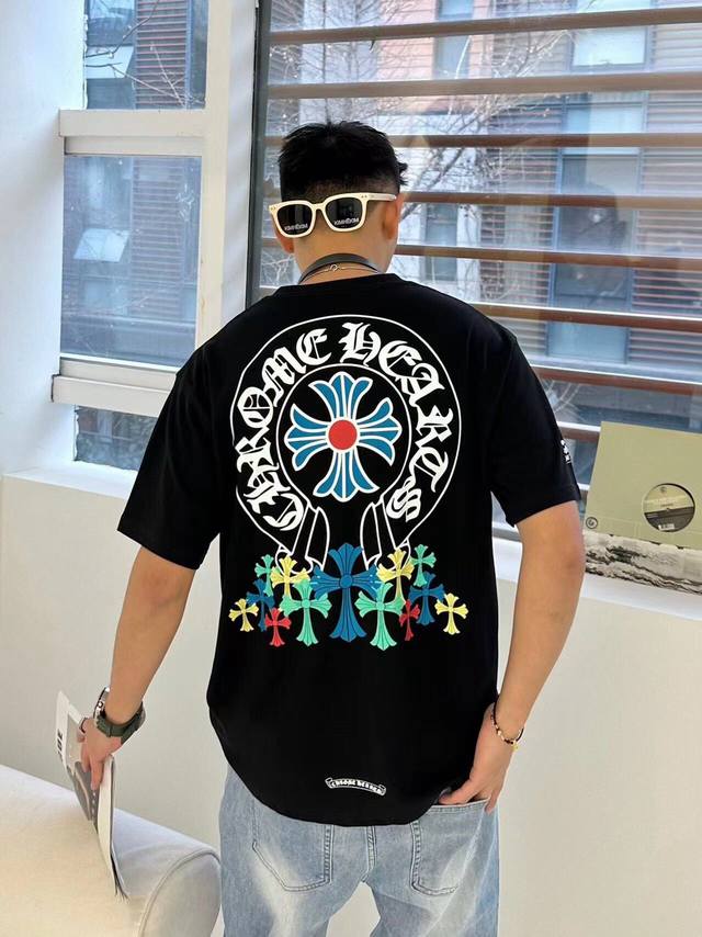 Trendy~Ch Crosby Sanskrit Colorful Cross T-shirt with more printing technology.