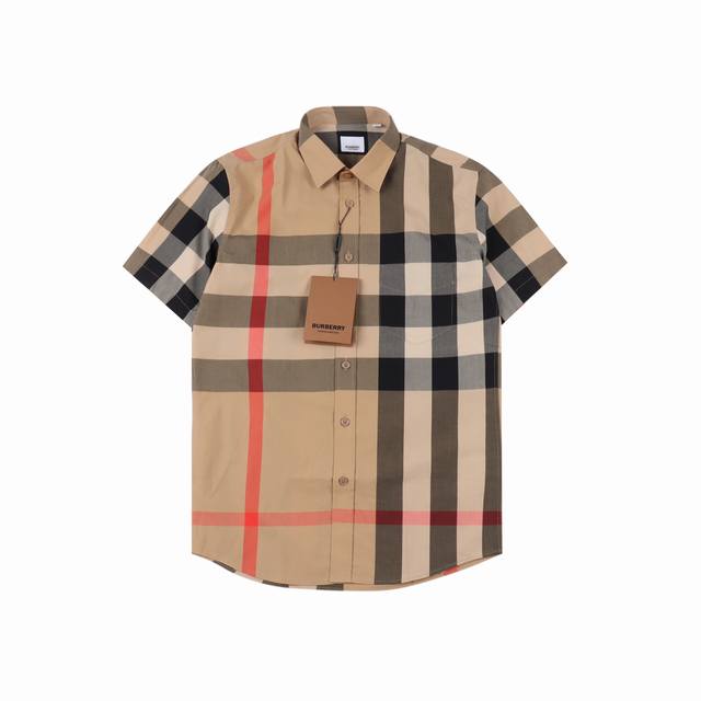 Burberry Burberry Large Check Short Sleeve Check Shirt Men's new twill check cot