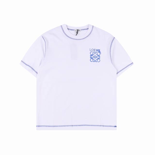Loewe 24Ss stitching rendering letter logo short sleeves Ink splash logo short s
