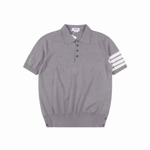 Thom Browne 25Ss M26 four-bar striped ice silk jacquard Polo short sleeves Selec