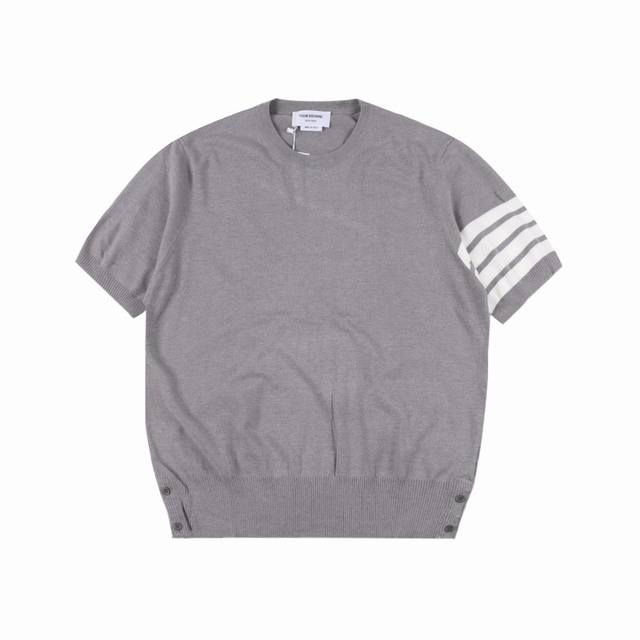 Thom Browne 25Ss M27 four-bar striped ice silk jacquard short sleeves Selected c