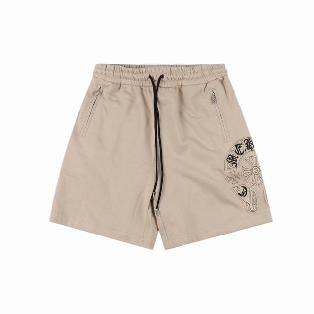 Chrome Hearts 24Ss Applique Cross Sanskrit Scroll Embroidered Shorts The fabric