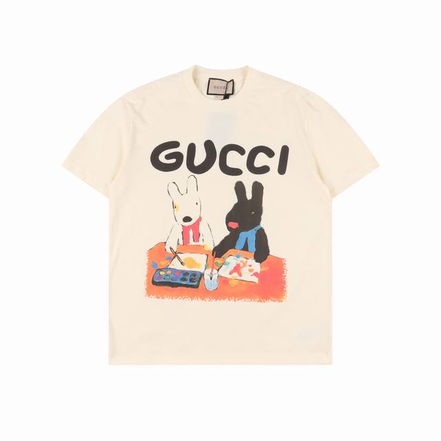 Gucci 25Ss new fun cartoon series printed round neck short sleeves Non-sensitive