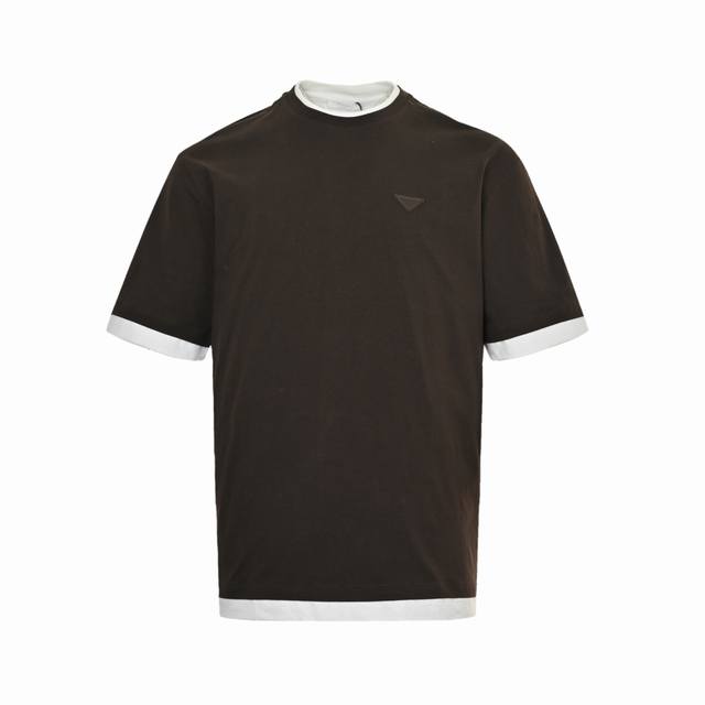 Prada fabric label white edge fake two-piece short-sleeve authentic 8263 purchas