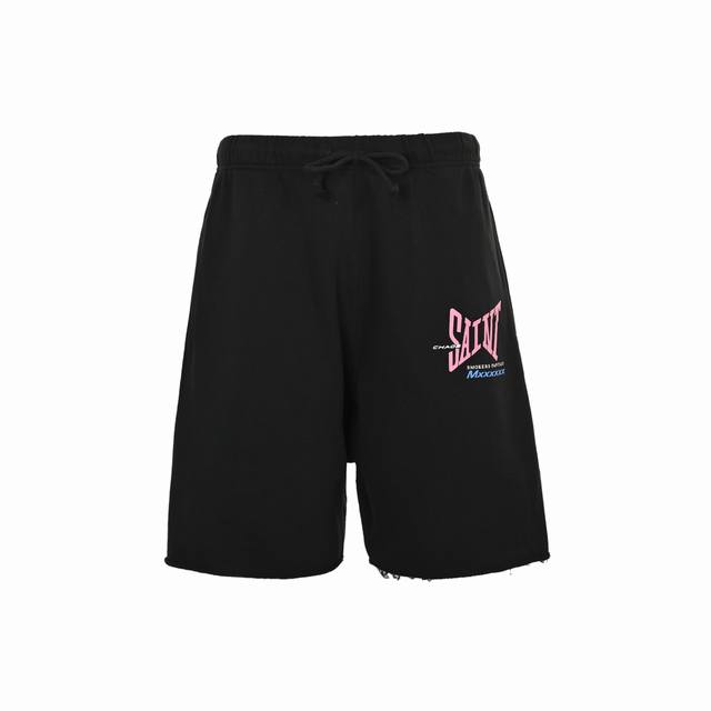 Saint Michael 25Ss Ribon Saint printed shorts Fabric is 380G100% cotton 36 weave