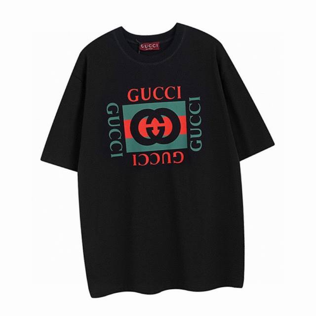 Gucci Summer new classic letter color block print round neck short sleeve T-shir