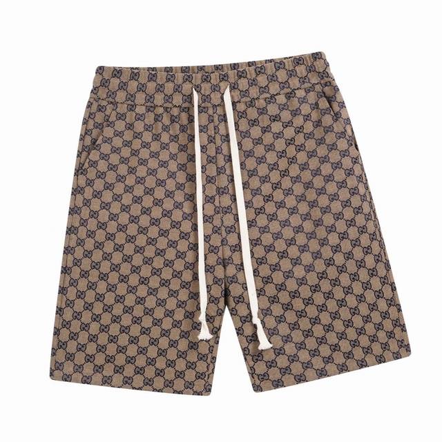 Gucci new summer style, full-body jacquard casual shorts, double G monogram has