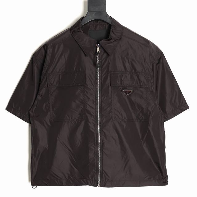 Prada 25Ss recycled nylon workwear short-sleeved shirt 1 This fabric is made of
