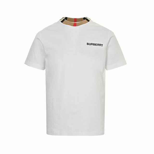 Burberry check collar embroidered logo short sleeves The fabric is made of 260g