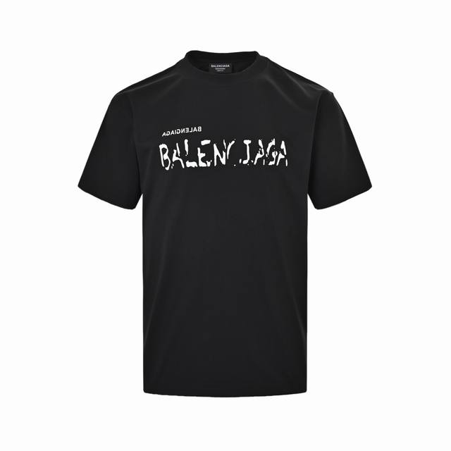 Balenciaga mottled letter flocking print short sleeves The fabric is made of 32