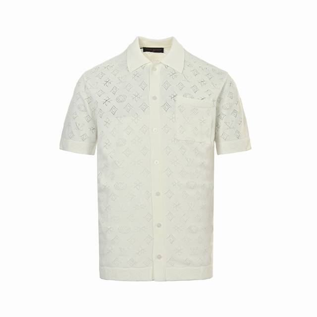Louis Vuitton 25Ss hollow monogram jacquard knitted shirt Made of 150D 48F polye