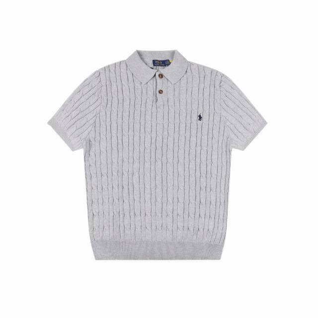 Ralph Lauren Summer Knitted Pony Embroidered Lapel Sweater Polo Shirt Short Slee