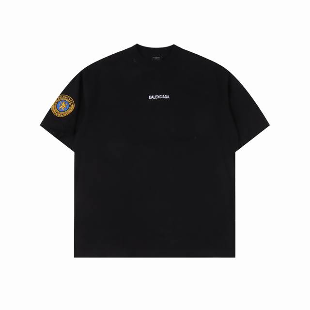 Balenciga logo letter embroidered short-sleeved T-shirt Using three-dimensional