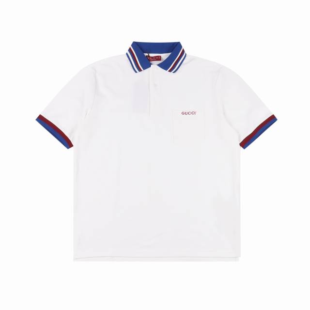 Gucci short-sleeved polo shirt with letter embroidery on the chest pocket Using