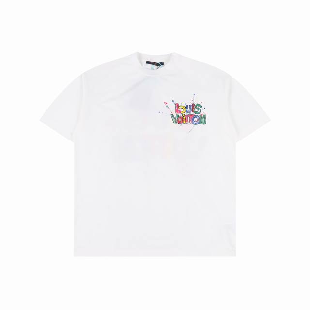 Louis Vuitton hand-painted graffiti short-sleeved T-shirt Three complete labels