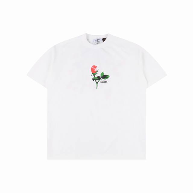 Loewe rose pattern printed short-sleeved shirt The fabric is made of high-end ic