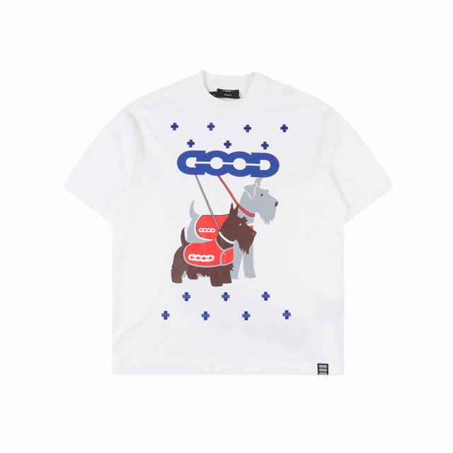 Goodbrand Good cross embroidered Schnauzer print short sleeve T-shirt Unisex 350