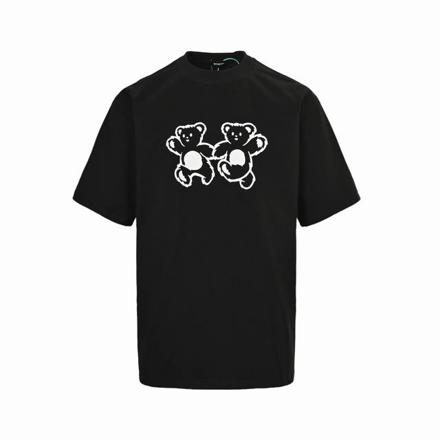 We11 Done 25Ss Double-sided hand-in-hand bear print short-sleeved shirt High wei