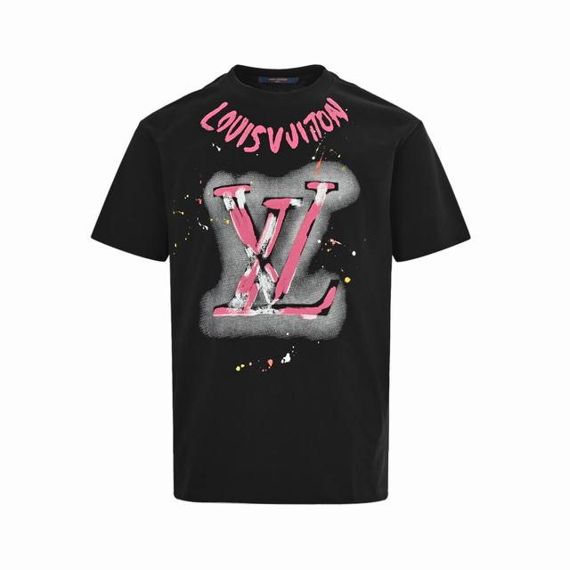 Louis Vuitton 25Ss Graffiti Logo Printed Short Sleeves The simple and loose vers