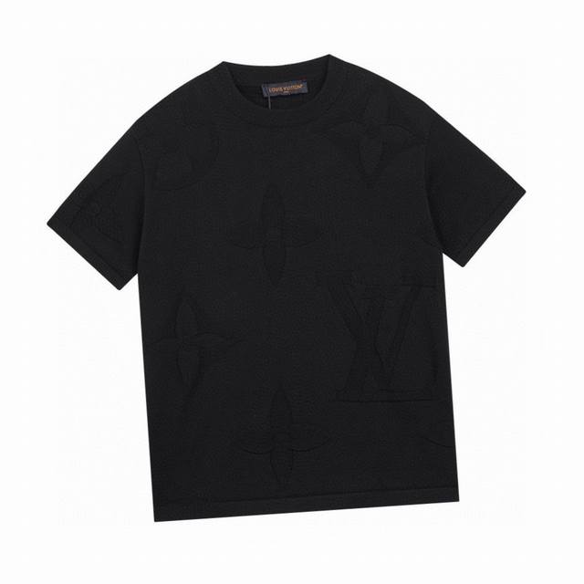 Louis Vuitton Summer new embossed knitted round neck short sleeves are full-leng