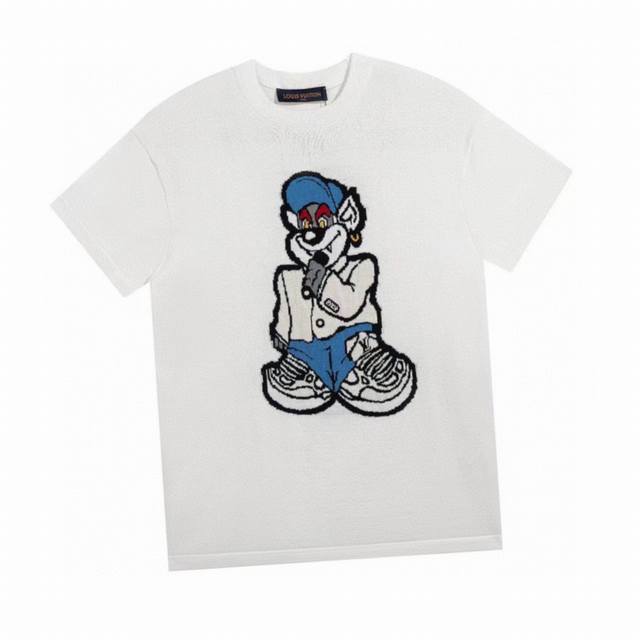 Louis Vuitton New Summer Cartoon Character Knitted Round Neck Short Sleeves The
