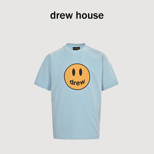 Drew House classic smiley face print short-sleeves Custom-woven and dyed fabrics