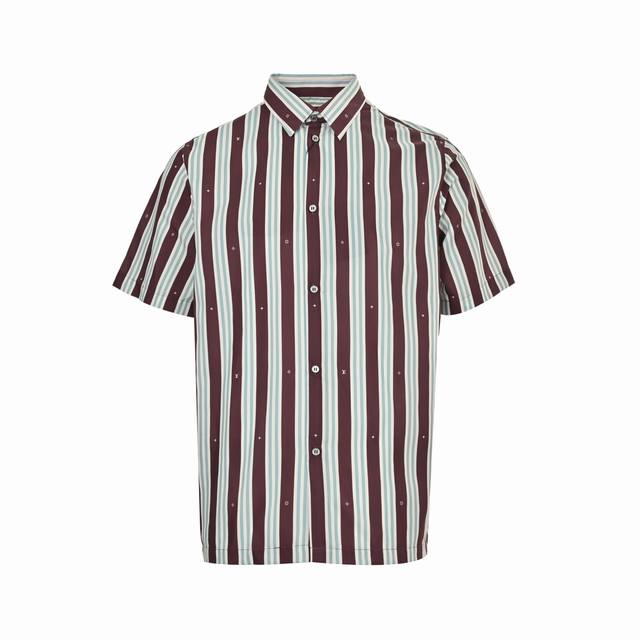 Louis Vuitton brown and white striped short-sleeved shirt Authentic 10300 purcha