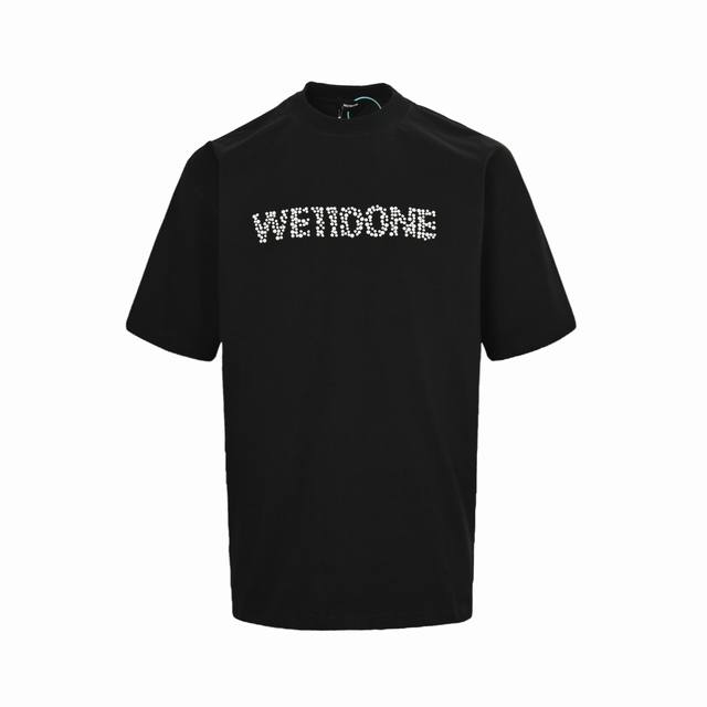 We11 Done 25Ss Pearl hot diamond letter short sleeves High weight 320g double ya